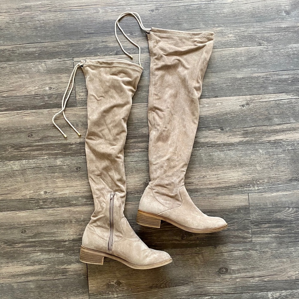 Aldo Taupe Suede Thigh High Boots